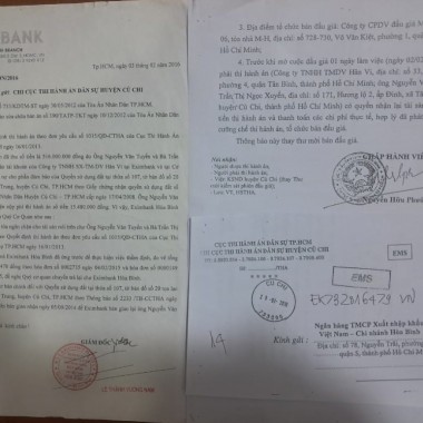 Đề nghị Thanh tra- Bộ Công hỗ trợ và giúp đỡ: Án tại hồ sơ- Ngân hàng Eximbank Tp.HCM-thông đồng, tiếp tay- Chi cục THADS H. Củ Chi- Cướp 3.083,7m2 đất-2016, giá trị hàng trăm tỷ đồng.