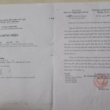 Chính quyền H. Củ Chi-Tp.HCM: Đang làm việc cho ai?! Tại sao dám bắt tay với phản động và xã hội đen- đàn áp, đè dân- Cướp 3.083,7m2 đất và tham nhũng 500 tr-2016